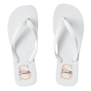 Modern Elegant Personalised Pink Monogram Initial Flip Flops