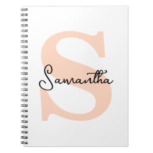 Modern Elegant Personalised Pink Monogram Initial Notebook