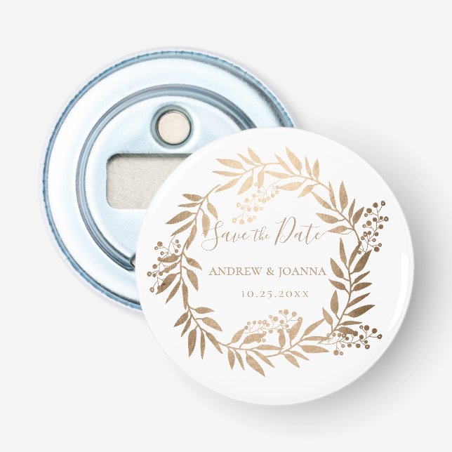 Modern Elegant Personalized Gold Monogram Bottle Opener (Front)
