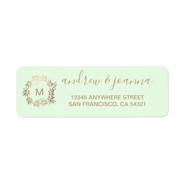 Modern Elegant Personalized Gold Monogram Return   (Front)