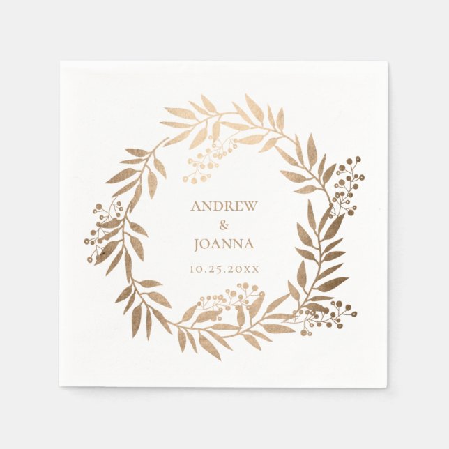 Modern Elegant Personalized Gold Monogram Wedding Napkin (Front)
