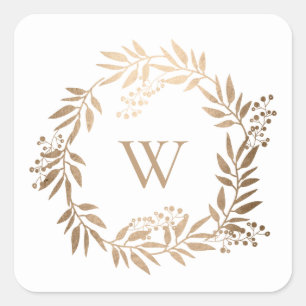 Modern Elegant Personalized Gold Monogram Wedding Square Sticker