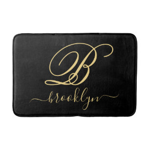Modern Elegant Personalized Gold Name Monogrammed Bath Mat