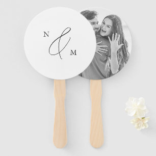Modern Elegant Personalized Monogram Photo Wedding Hand Fan