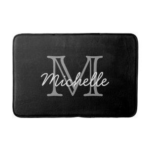 Modern Elegant Personalized Name Monogrammed Bath  Mat