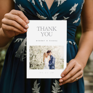 Modern Elegant Personalized Photo Wedding Thank You Card