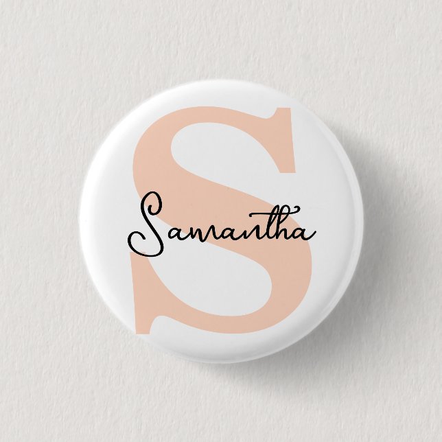 Modern Elegant Personalized Pink Monogram Initial 1 Inch Round Button (Front)