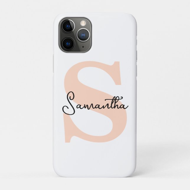 Modern Elegant Personalized Pink Monogram Initial Case-Mate iPhone Case (Back)