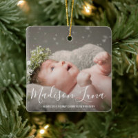 Modern Elegant Photo Babys First Christmas