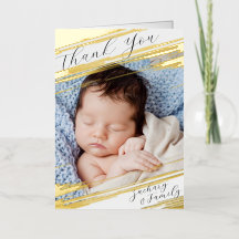  Modern Elegant Photo Birth Announcement Thank You