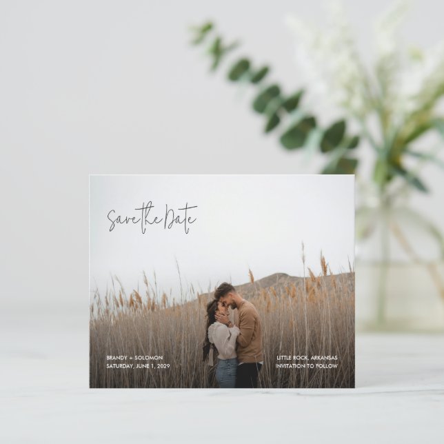 Modern Elegant Photo Budget Wedding Save the Date (Standing Front)