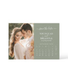 Modern Elegant Photo Calendar Sage Green Wedding