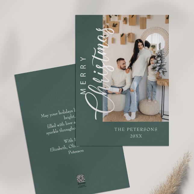 Modern Elegant Photo Christmas Greeting Holiday Card (Modern Elegant Photo Christmas Greeting Holiday Card on white table)