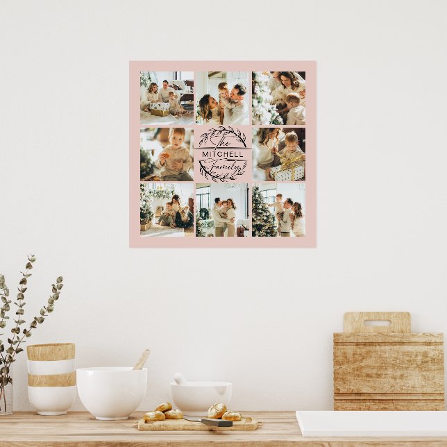 Modern Elegant Photo Collage Blush Pink Keepsake Poster (Kitchen)