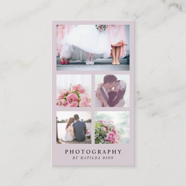 Modern elegant photo collage photographer business card (Front)