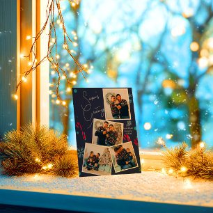 Modern Elegant Photo Collage Season's Greetings Foil Holiday Card