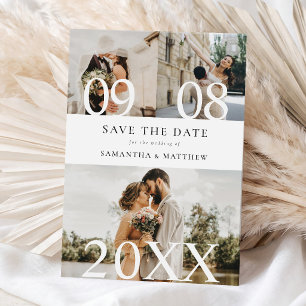 Modern Elegant Photo Collage Wedding Save The Date