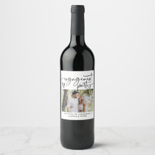 Modern Elegant Photo Engagement Party  Wine Label