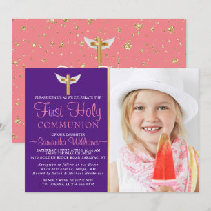 Modern Elegant Photo First Communion Invitation