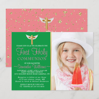 Modern Elegant Photo First Communion Invitation