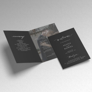 Modern elegant photo folded wedding program