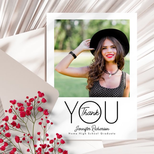 Modern Elegant Photo Graduation Thank You Card (Creator Uploaded)