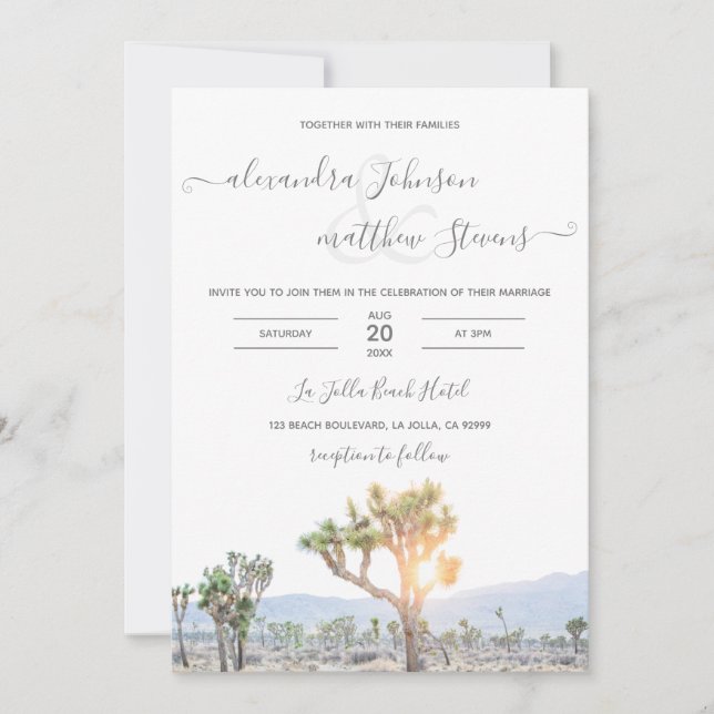 Modern Elegant Photo Joshua Tree Boho Wedding Invitation (Front)