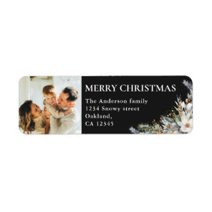Modern Elegant Photo & Pine Greenery Christmas