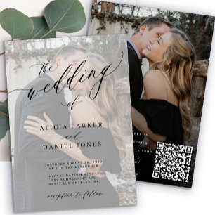 Modern elegant photo QR CODE wedding Invitation