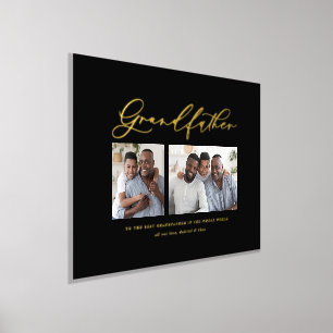 Modern elegant photo script grandfather gift foil  foil prints