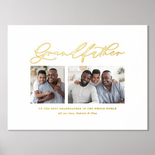 Modern elegant photo script grandfather gift foil prints