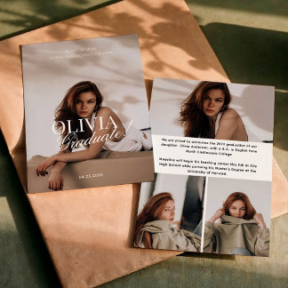 Modern Elegant Photo Typography Script Grad Announcement