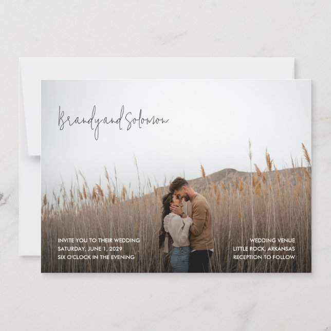 Modern Elegant Photo Wedding Magnetic Invitation (Front)