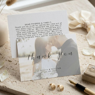 Modern Elegant Photo Wedding Thank You Card