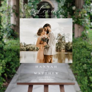 Modern Elegant Photo Wedding Welcome Acrylic Sign