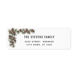 Modern elegant pine branch Label