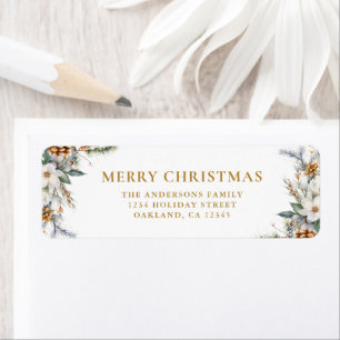 Modern Elegant  Pine Tree Gold Merry Christmas