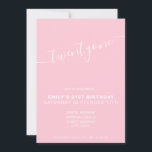 Modern Elegant Pink 21st Birthday Invitation<br><div class="desc">Modern girly feminine pink 21st Birthday Invitation. Minimalist 21st birthday invitation template design featuring elegant calligraphy hand lettered script font.</div>