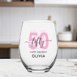 Modern Elegant Pink 50th Birthday<br><div class="desc">Modern Elegant 50th Birthday Wine Glass</div>