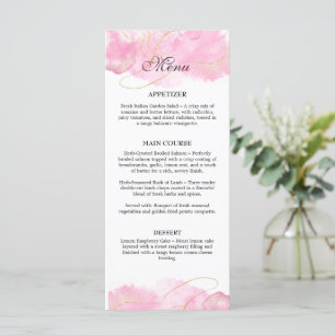 Modern Elegant Pink and Gold Wedding  Menu