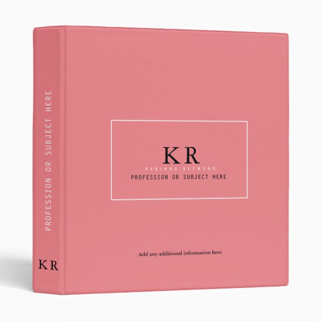 modern & elegant pink binder for a girl (Front/Spine)