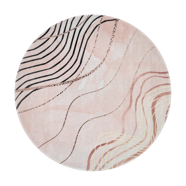 Modern Elegant Pink Bohemian Rose Gold Cutting Board (Front)