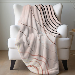 Modern Elegant Pink Bohemian Rose Gold Fleece Blanket