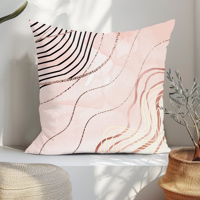 Modern Elegant Pink Bohemian Rose Gold  Throw Pillow (Creator Uploaded)
