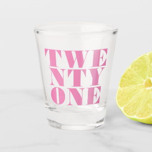 Modern Elegant Pink Bold 21st Birthday Shot Glass