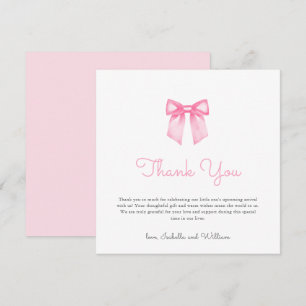 Modern Elegant Pink Bow Baby Shower Thank You Card