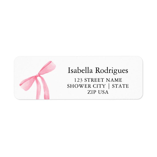 Modern Elegant Pink Bow Return Address (Devant)