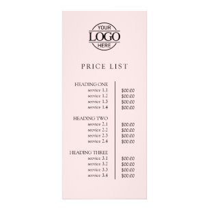 Modern Elegant Pink Business Logo Menu Price List