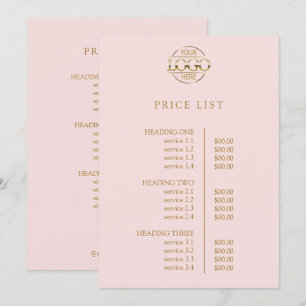 Modern Elegant Pink Business Logo Menu Price List