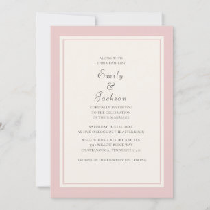 Modern Elegant Pink Cream Wedding Invitation